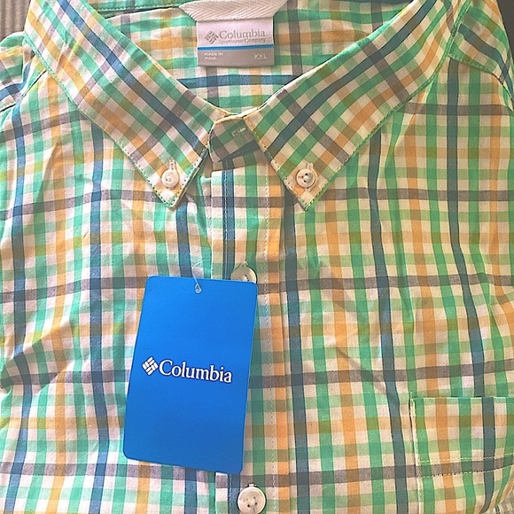 COLUMBIA Men's Rapid Rivers Il Short Sleeve Shirt Green/Blue/Orange Size XXL - Picture 13 of 13